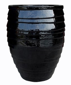 Glazed Pot Lapped Water Jar Black